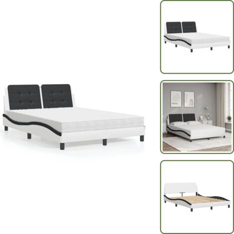 Cuscino testiera - vidaXL Giroletto senza Materasso Zadar Nero e Bianco 120x200 cm in Similpelle - Letto in similpelle
