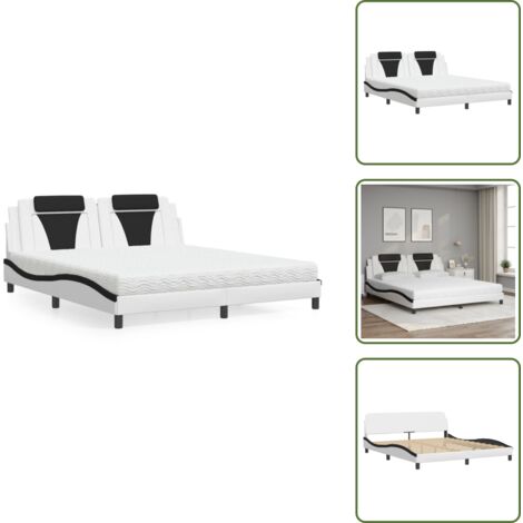 Cuscino testiera - vidaXL Letto Viana con Materasso Bianco e Nero 180x200cm Similpelle - Letto con similpelle