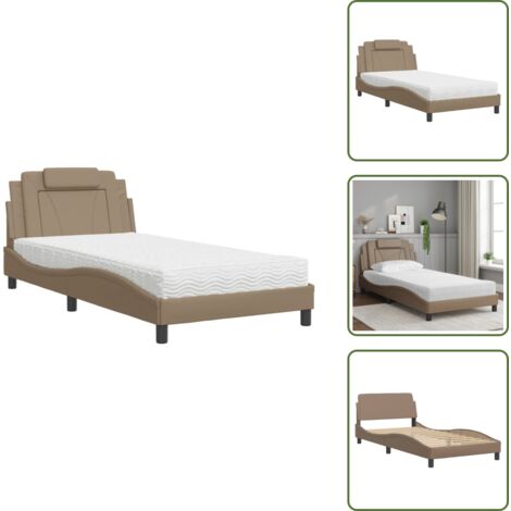 Cuscino testiera - vidaXL Letto Viana con Materasso Cappuccino 100x200cm Similpelle - Letto con similpelle