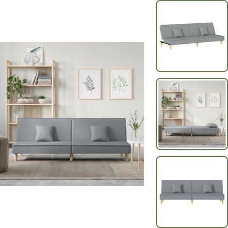 Cuscino - vidaXL Divano Letto Grigio Chiaro in Tessuto - Schienale regolabile