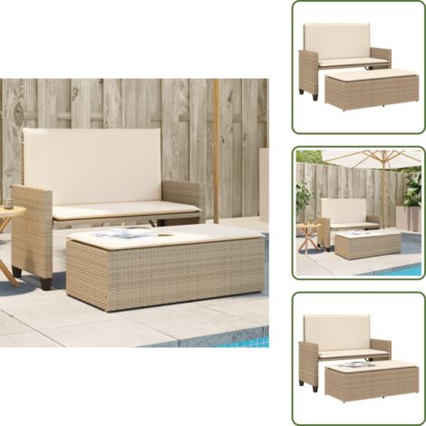 Cuscino - vidaXL Panca da Giardino con Cuscini e Poggiapiedi Beige in Polyrattan - Poggiapiedi