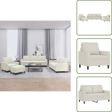 Cuscino - vidaXL Set di Divani 4 pz con Cuscini Crema in Velluto - Velluto