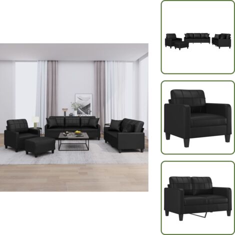 Cuscino - vidaXL Set di Divani 4 pz con Cuscini Nero in Similpelle - Poggiapiedi
