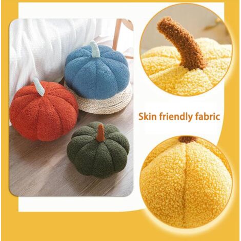 Cuscino zucca, cuscino a forma di zucca bianco crema, cuscino decorativo autunnale, cuscino per divano in velluto Teddy estetico, decorazione per la casa di Halloween (bianco sporco, 20 cm)