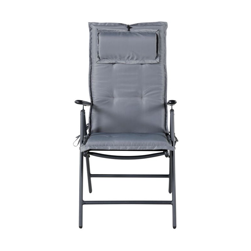 CushioCoussin avec appuie-tête pour chaise de jardin jusqu'à 5 positions réglables, gris.