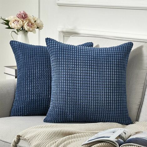 Cushion Cover 45 x 45 Navy Blue in Soft Cotton Blend for Decorative Sofa Cushion, Set of 2 Modern Living Room Decorative Cushion Cover