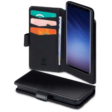 Custodia a portafoglio 2 in 1 per samsung galaxy s23 ultra - nera