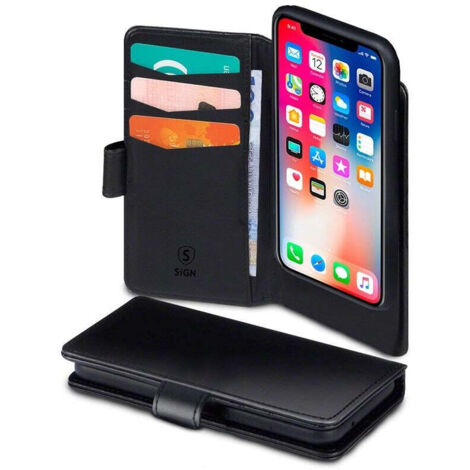 Custodia a portafoglio sign 2 in 1 per iphone 13 pro max - nera
