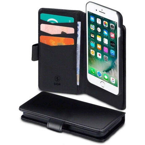 Custodia a portafoglio sign 2 in 1 per iphone 66s78 plus - nera