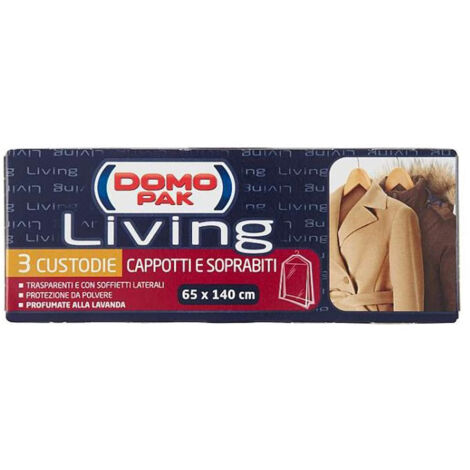 Custodia cappotti soprabiti domo pack impermeabile trasparente 3 pezzi