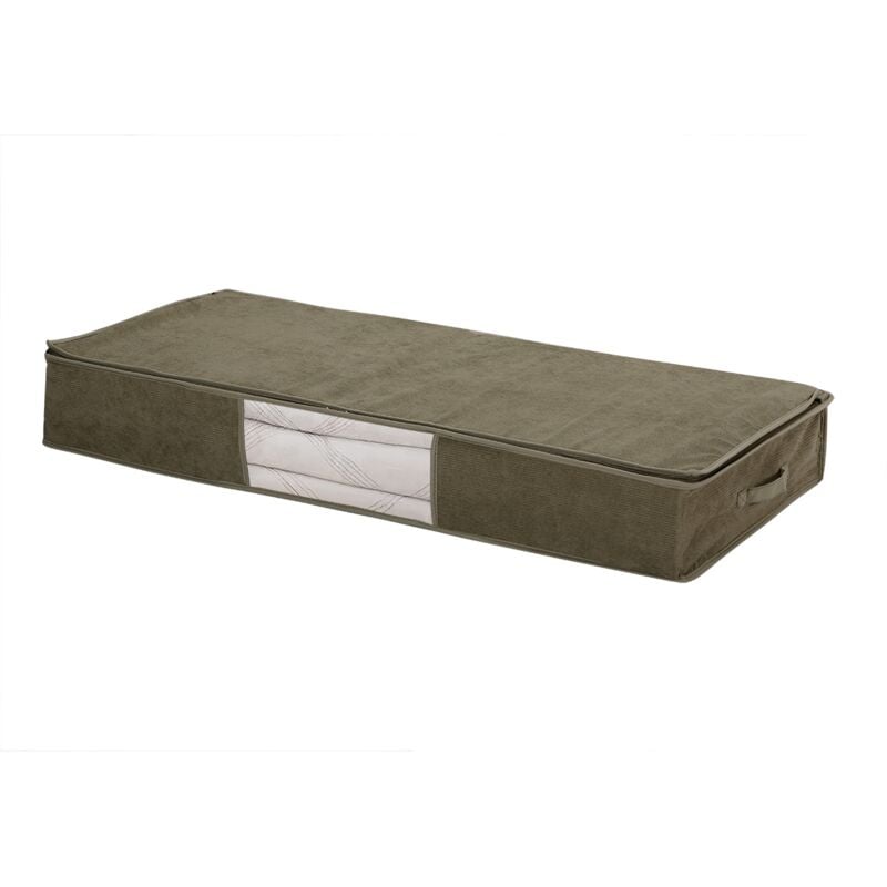 Image of Calicosy - Custodia contenitore sottoletto in velluto a coste color kaki - L107 cm