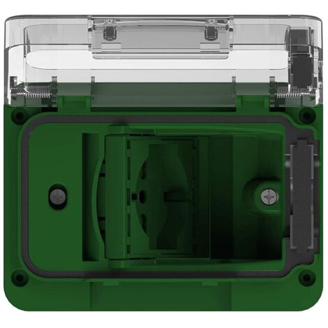 Custodia da esterno IP55/IP66, 3 moduli, verde bosco, serie E, con presa schuko - 4Box Wide 4B.W.04.015