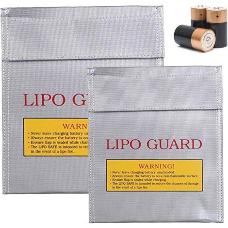 Custodia ignifuga per batteria al litio 2 pezzi Borsa di sicurezza per batteria Lipo Borsa di sicurezza per batteria Lipo Borsa di sicurezza per batteria Lipo ignifuga per ricarica e trasporto sicuri 