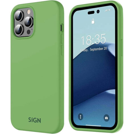 Custodia in silicone liquido sign per iphone 14 pro - verde giada