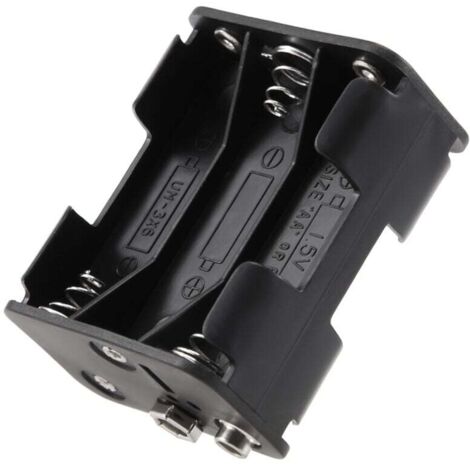 Custodia nera per batterie AA da 6 x 1,5 V bifacciale