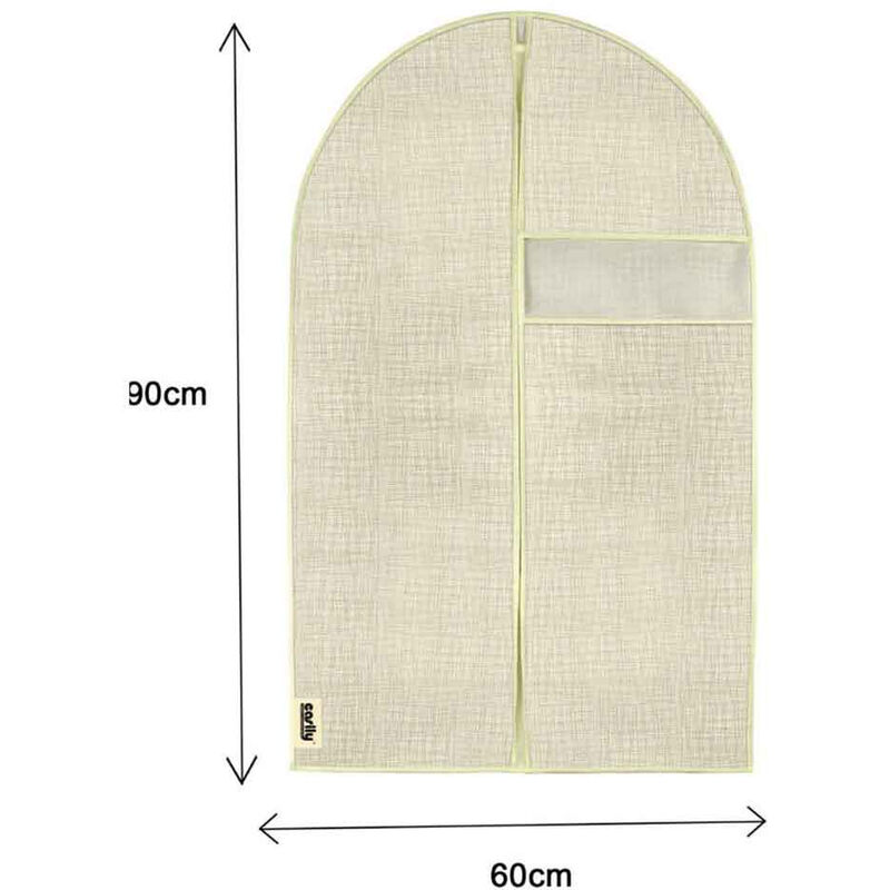 Image of Vetrineinrete - Custodia per abiti e vestiti 90x60 cm protettiva porta abiti da viaggio o per armadio con chiusura a zip con cerniera beige