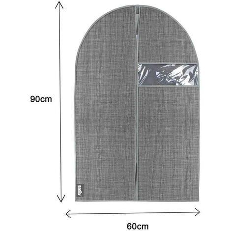 Custodia per abiti e vestiti 90x60 cm protettiva porta abiti da viaggio o  per armadio con chiusura a zip con cerniera grigio