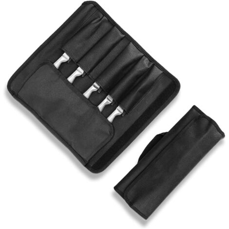 Custodia per coltelli, marsupio portatile con 5 scomparti per coltelli e utensili, ideale per campeggio ed escursionismo, borsa resistente, regalo per chef e uomini