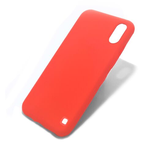 CUSTODIA PER SAMSUNG GALAXY A10 IN SILICONE ROSSO CON RETRO RIGIDO