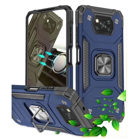 CUSTODIA PER XIAOMI POCO X3 PRO/POCO NFC BLU NAVY CON ANELLO POSTERIORE SOLIDO