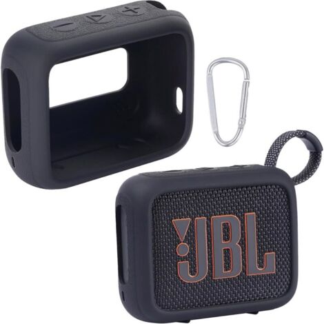 Custodia protettiva in silicone impermeabile per altoparlante Bluetooth JBL Go 4, custodia da viaggio portatile in silicone con moschettone, custodia protettiva (nera)