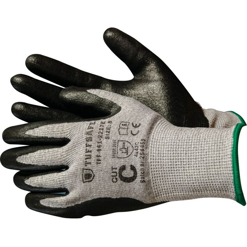 Tuffsafe Cut C 13g Foam Ntrile Palm Coated Gloves - Size 6 - Black Blue