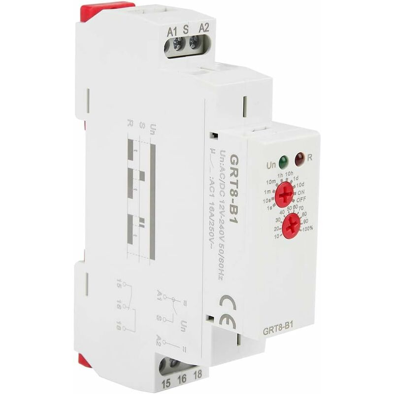 Cut-Off Delay Relay, ac/dc 12V240V GRT8-B1 Mini Time Delay Relay with led Indicator din Rail Type Time Delay Relay