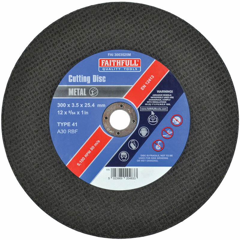 Faithfull - FAI3003525M Metal Cut Off Disc 300 x 3.5 x 25.4mm