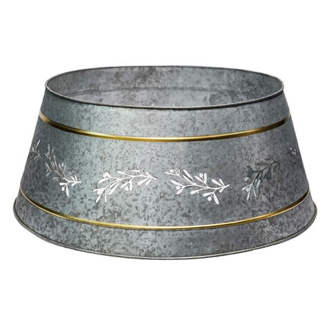 Cut Out Mistletoe Tree Skirt - Iron - L25 x W67 x H67 cm - Galvanised