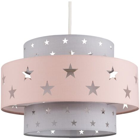 Weaver Modern Children's Pink and Light Grey Cut Out Star Design Ceiling Pendant Light Shade