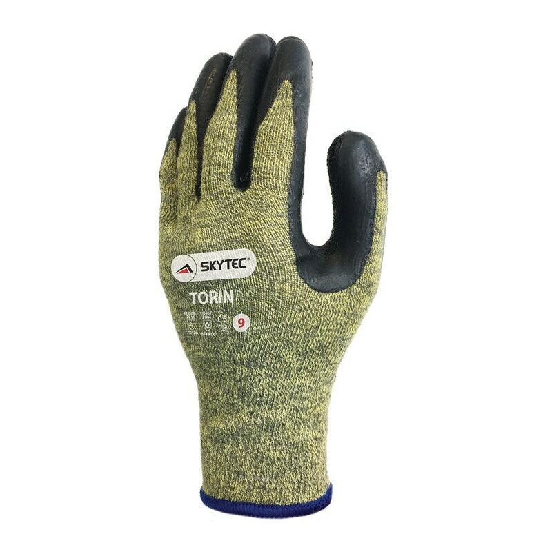 Cut Resistant Gloves, Latex Coated, Size 8/M - Black Yellow - Skytec