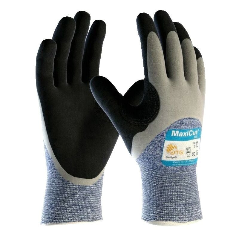 Atg Cut Resistant Gloves, NBR Coated, Black/Purple/Grey, Size 10 - Grey Purple Black