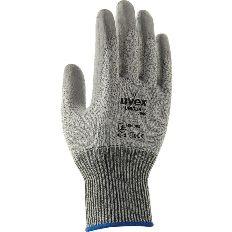 Cut Resistant Gloves, pu Coated, Grey/Black, Size 11 - Grey - Uvex