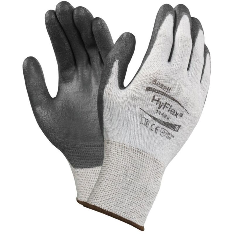 Cut Resistant Gloves, pu Coated, White/Black, Size 10 - Ansell