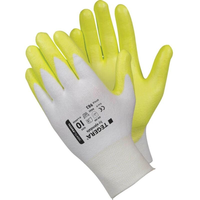Ejendals - Cut Resistant Gloves, Pu Coated, White/Yellow, Size 9