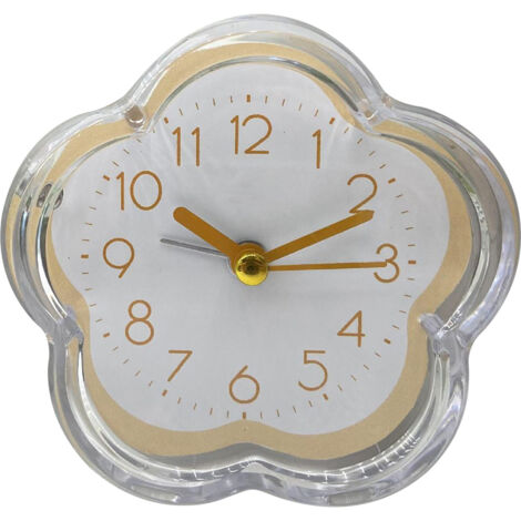 Cute Alarm Clock Flower Shape Quiet Low Noise Transparent Small Alarm Clock for Living Room Bedroom Bedside Desktop Yellow