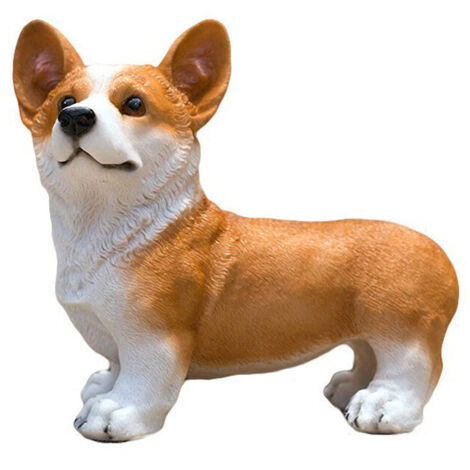 Cute and Lively Style Small Corgi Dog Statue, Compact Resin Ornament for Indoor Gardens and Offices, Yellow