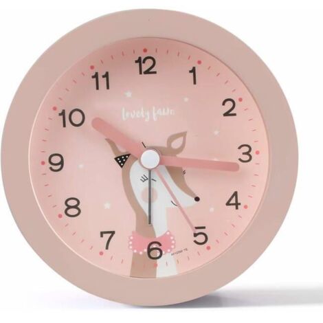 Cute and Silent Children's Alarm Clock, No Ticking, Kids Alarm Clock with Night Light, Travel Alarm Clock, Student Alarm Clock