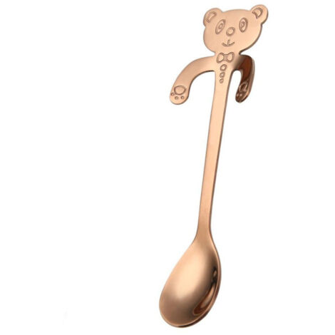 Cute Bear Spoon 304 Stainless Steel Teaspoon Long Handle Coffee Spoons Sugar Dessert Appetizer Seasoning Bistro Flatware Hanging Cup Scooper Drinking Tools Kitchen Gadget