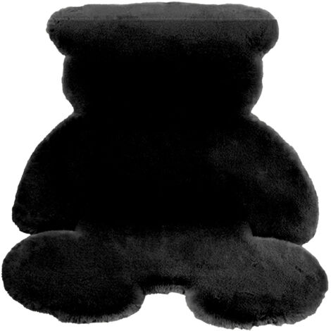 Cute Bedroom Rug Soft Bear Shaped Shaggy Floor Mat for Kids Teen Girls Room Floor Living Room Black 45x60