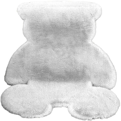 Cute Bedroom Rug Soft Bear Shaped Shaggy Floor Mat for Kids Teen Girls Room Floor Living Room White 45x60