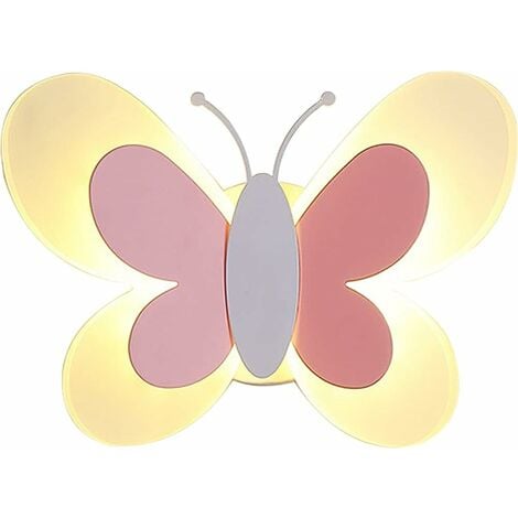 Cute Butterfly LED Wall Light, Indoor Night Light for Kids Room Decor, Baby Bedroom Decor, Kids Night Light, (Warm White Light, Pink and White)