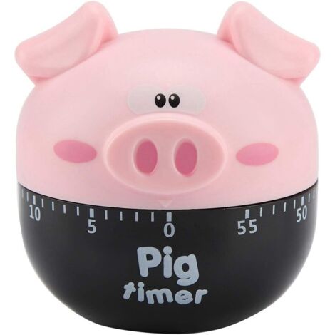 Cute Cartoon Pig Timer - Mechanical Timers for Cooking Timing Tool (Color: Pink)