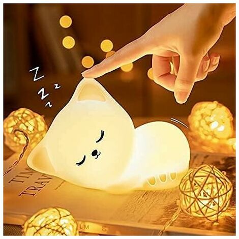 Cute Cat Night Light Kids, 7 Colour Changing Baby Night Lights, Animal Silicone Bedside Lamps, Protable Child Nightlight for Childrens Nursery Toddler Newborn Babies Girl Kawaii Room Decor Gifts