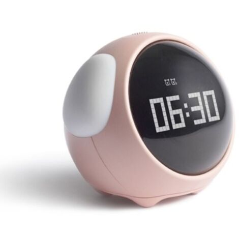 Cute digital alarm clock for children with facial expression LED display, snooze function, for bedroom, living room, study, or office.