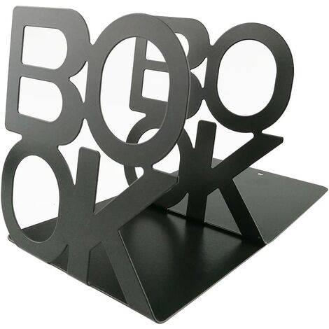 Cute Fashion Book Style Nonskid Bookends Art Bookend Home Office Kitchen Book Shelf (Black)