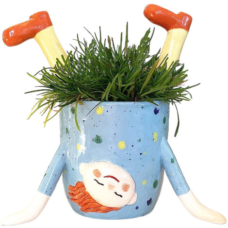 Cute Girls Flowerpot Funny Resin Plant Pot Planter Succulent Planter Desk Ornament