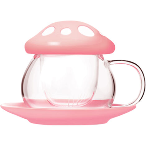 Cute Mushroom Shaped Teacup Ceramic Glass Filter Tea Cup Set