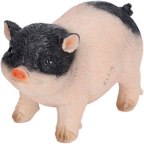 Cute Pig Garden Statue Resin Animals Figurine Outdoor Sculpture Resin Lawn Ornament Mini Pink Black