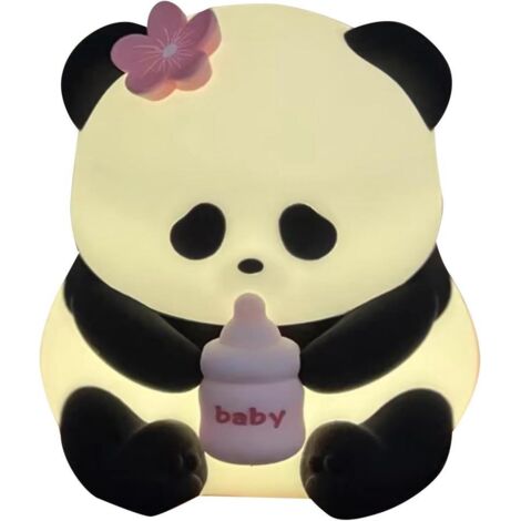 Cute silicone panda flower night light for children, LED night lamp with a soft ambiance for baby's room and eye care